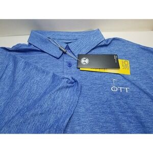Under Armour Mens Polo Short Sleeve XL Blue White OTT Logo Heatgear UFP 30 Shirt